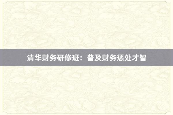 清华财务研修班：普及财务惩处才智